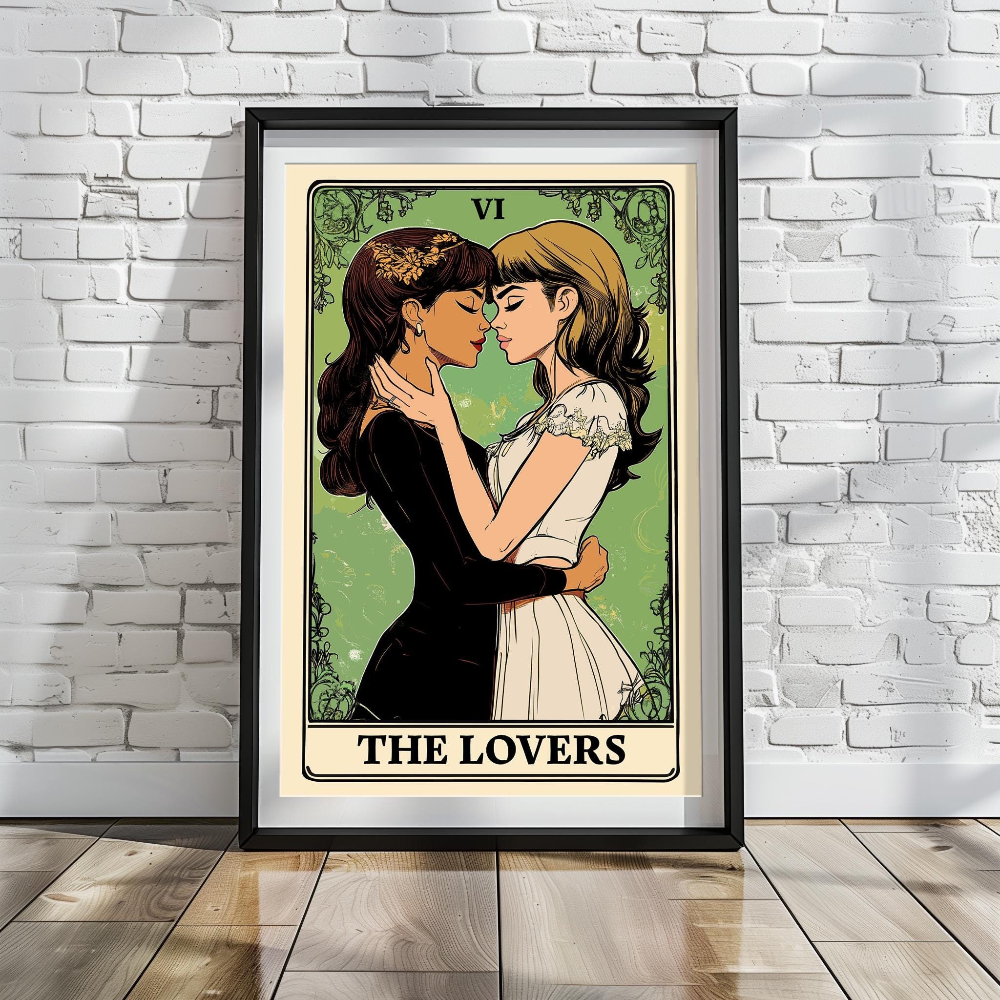 Lesbian Couple Tarot Card (the Lovers) Matte Posters, LGBTQ Wall
