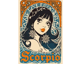 Scorpio Zodiac Tarot Card Posters, Astrology Wall Art Print, Matte Vertical Poster, Zodiac Decor, Scorpio Art Print, Astrology Gift