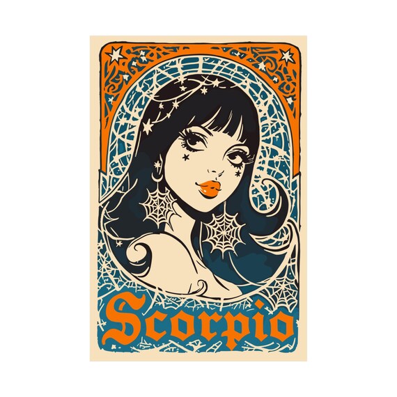 Scorpio Zodiac Tarot Card Posters, Astrology Wall Art Print, Matte Vertical Poster, Zodiac Decor, Scorpio Art Print, Astrology Gift