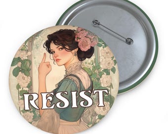 Feministische speldknoppen, verzet tegen art nouveau-vrouw, verzet tegen Trump, progressieve knop voor empowerment, cadeau vrouwenrechten