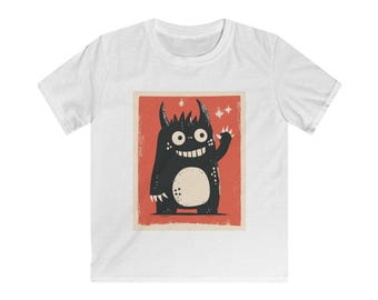 Freundliches Monster Kinder Softstyle T-Shirt, lustiges Kinder T-Shirt, süßes Kinder-Shirt, Monster Themenkleidung, Jugend-T-Shirt