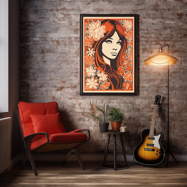 Beautiful Hippie Woman Poster Etsy
