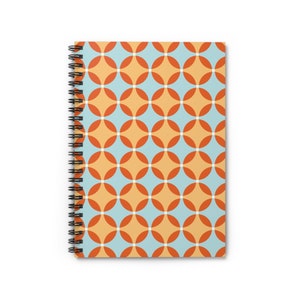 Midcentury Modern Circle Pattern Spiral Notebook - Ruled Line - 6&quot; x 8&quot;