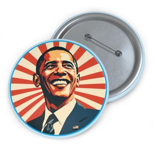 Barack Obama-knapp, inspirerande hoppknapp, president Obama-illustration, progressiv era, optimism och glädje