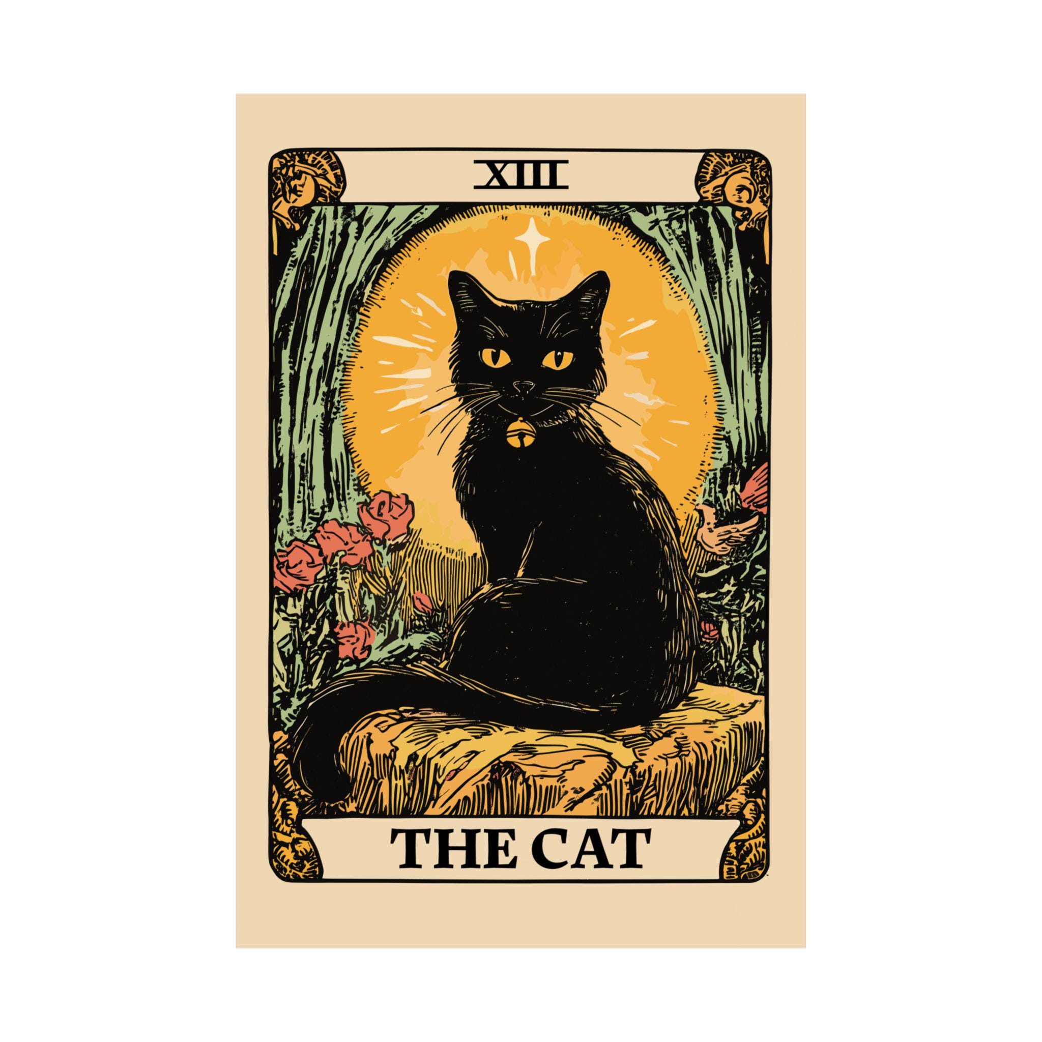 タロットカード猫ポスター、黒猫アートプリント、クラシックタロット