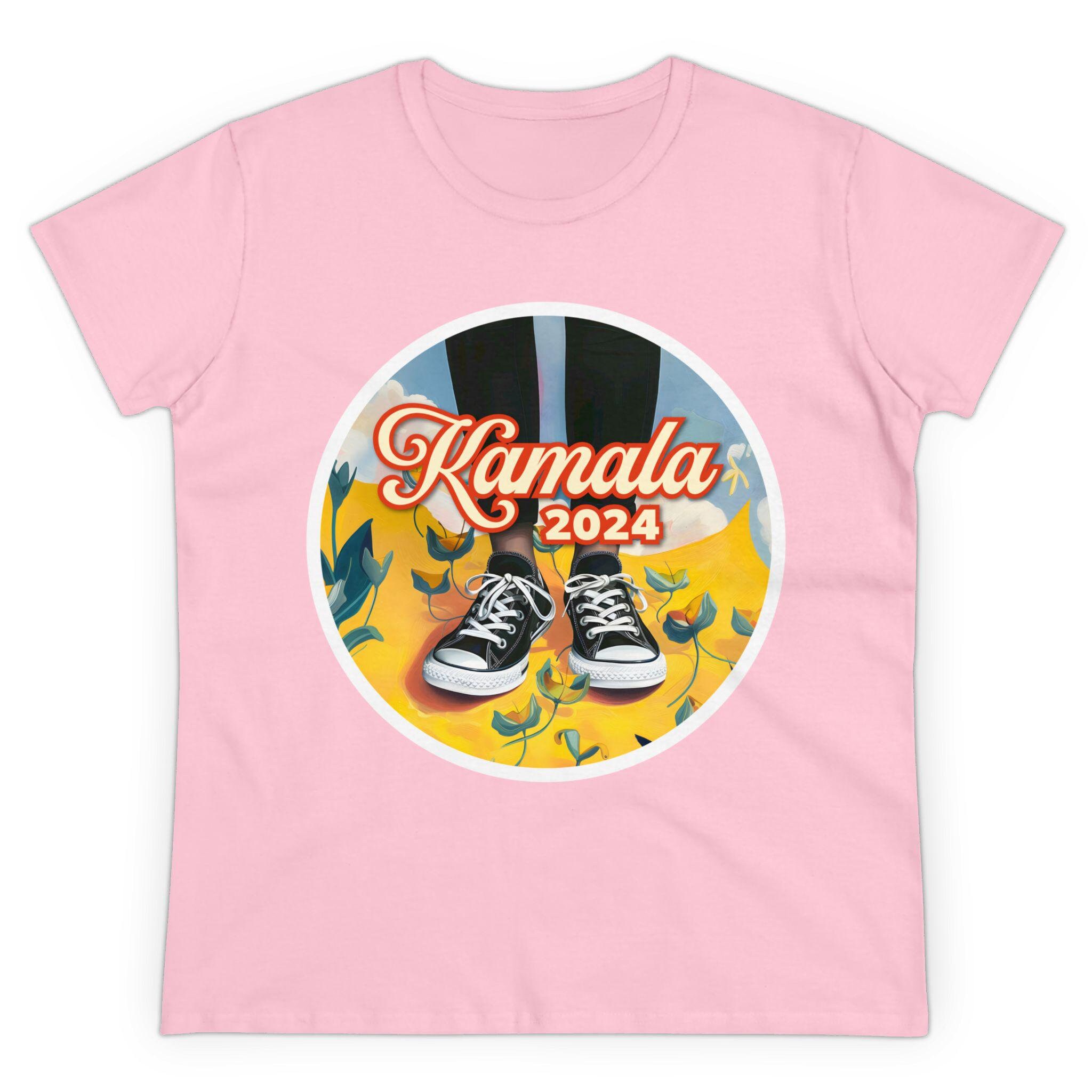 Kamala Harris Women's T-Shirt - Empowerment & Elegance in Yellow Flower Field - Harris for President 2024