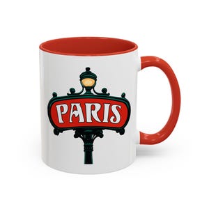 Paris Metro coffee mug, Metro Street sign illustration, Paris mug, Iconic Paris Metro, Accent Coffee Mug (11, 15oz) Art Nouveau