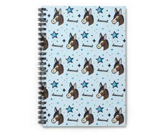Political Democrat Spiral Notebook - Democrat Party Gifts, Cute Donkey Illustration, Progressive Activist Journal, Notebook size: 6"x8"