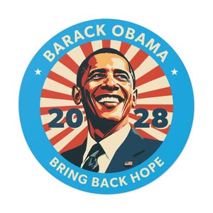Barack Obama 2028 Vinyl Bumper Sticker, Obama For President 2028, Bring Back Hope Sticker, President Obama Illustration, Progressive Hope