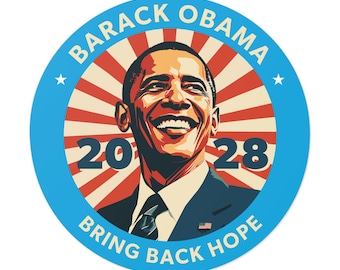 Barack Obama 2028 Vinyl Bumper Sticker, Obama For President 2028, Bring Back Hope Sticker, President Obama Illustration, Progressive Hope