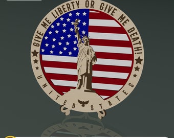 Liberty Plaque 3 Layer, Laser Cut File, 4th of July SVG, Patriotic Plaque, Patriotic Stand, wooden decorative, custom plaques, Laser Cut SVG