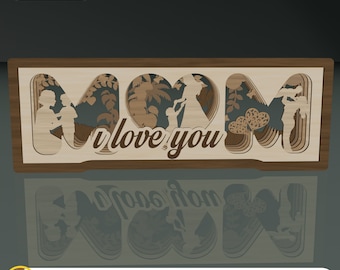 Mother&#39;s Day Stand Laser Cut File, Mother&#39;s Day Gift, 6 Layer Table Decoration, Happy Mother&#39;s Day, Multilayer Standing Shape Gift for Mom