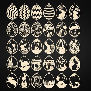 30 Easter Ornament Laser Cut Files Bundle, Bunny Ornaments Svg,Easter Laser Cut svg files, Easter Hanger svg, dxf, eps, ai image 2