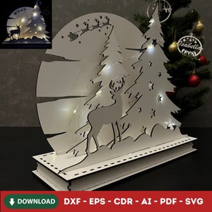 Kerstnachtlampje Nieuwjaar Kerstlamp Kerstdecor Kersttafellamp SVG lasergesneden decoratieve lamp