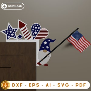 4. Juli Türeckenverzierung, Laser geschnittene Datei, Flaggenhalter Türecke SVG, Vaterländische Laser Designs, Amerikanische Flagge Stern SVG