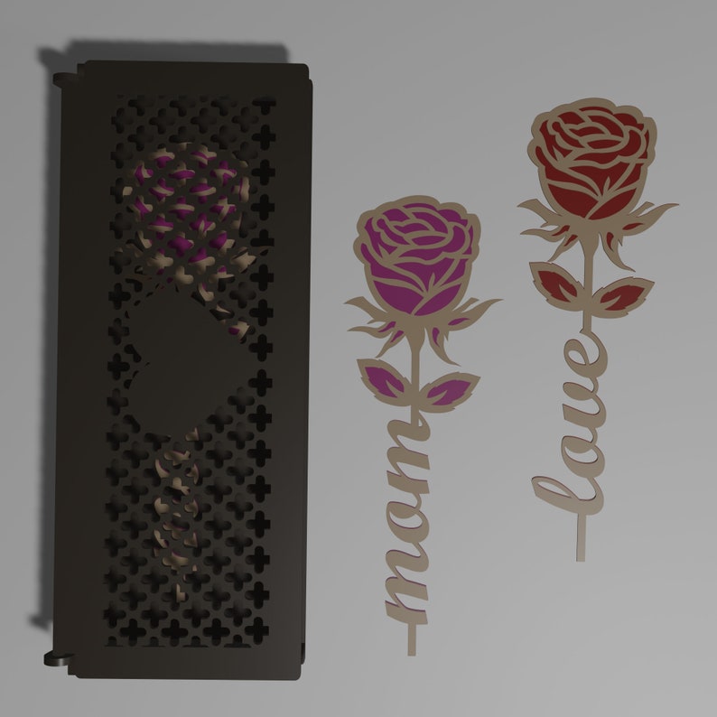 Boxed Flower Gift Laser Cut Svg Files, Laser Cut Gift Box and Flower ...