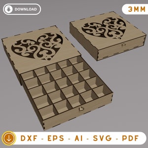 Schmuckkästchen Laser Cut, Schmuckschatulle aus Holz, Geschenkbox aus Holz, Laser Cut Holzkiste, Vektordateien für Holz Laserschneiden