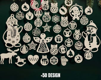 Bündel Weihnachtsverzierung SVG, Weihnachtskugeln Set, Baumschmuck Bastelset, Neujahr Laser Cut, Weihnachtskugeln Baumdekoration DXF