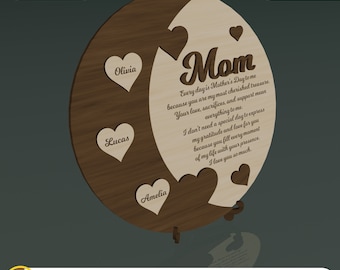 Mother&#39;s Day Stand Laser Cut File, Mother&#39;s Day Svg File and Laser Cut Mothers Day Glowforge Files, Mom gift svg, Can be hung on the wall