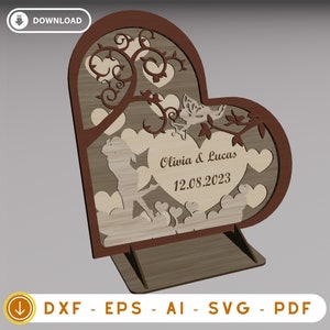 Personalisierte Holzschild SVG Laserschnittdatei, 3D-geschichtete spezielle Tag Regalschild-Datei, Wohnkultur, Valentinstag Geschenk, Laserschnittdatei, DXF