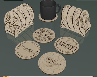Decorative Stand, Coaster Laser Cut File, 4 Different Design, Coaster Holder, Decorative Coaster, Kitchen Decor, Laser Engraving Coaster SVG