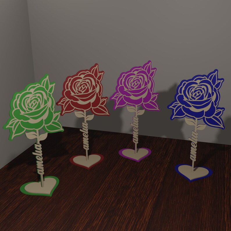 Personalized Laser Cut Rose, Personalized Flower With Name Editable Cut ...