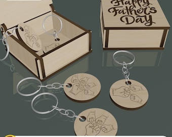 Personalized Keychain, Gift Box Laser Cut File, Father's Day Gift