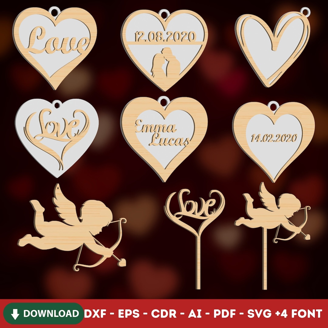 Personalized Valentine's Day Laser Cut File, Valentines Gift, Heart SVG ...