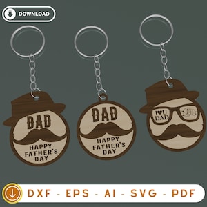 Fichier découpé au laser porte-clés, cadeau fête des pères, cadeau pour papa SVG, fichier découpé au laser, joyeuse fête des pères, art du bois pour la fête des pères, découpe laser DXf