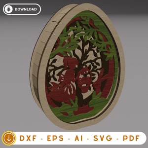 3D Oster Laser Cut Files, Osterhase SVG Layered Bundle, Blumenkaninchen Multilayer, digitaler Download, Osterdekoration, Laserschnitt-Dateien DXF