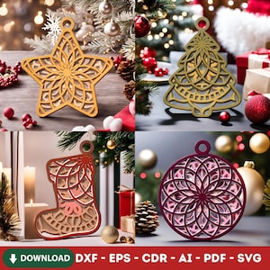 Christmas Ornament, SVG Bundle, Christmas Laser Cut File, Christmas Tree Decoration, Gift For Hİm, Family Christmas Party