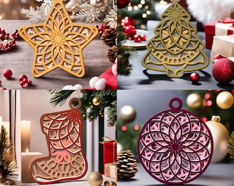 Christmas Ornament, SVG Bundle, Christmas Laser Cut File, Christmas Tree Decoration, Gift For Hİm, Family Christmas Party