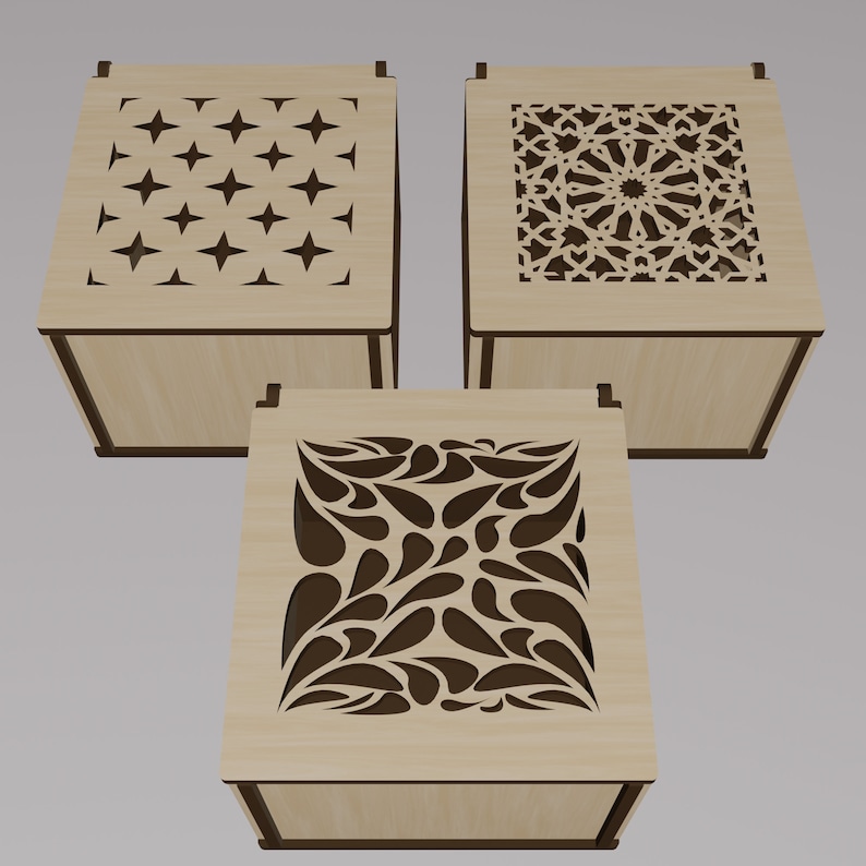 With Flip up Lid Box, 9 Different Pattern Box Laser Cut Files, Gift ...