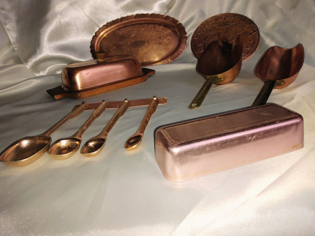 Vintage Collection of Copper Butter Dish Scoops measuring Etsy