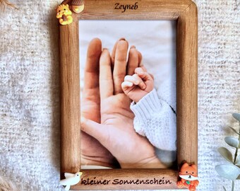 Kinder Bilderrahmen personalisiert Tiere Holz Geschenk Geburtsgeschenk Graviert Kindergeburtstag Babygeschenk wandbilder creative