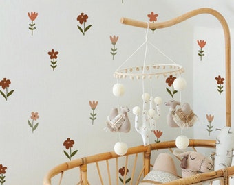 Floral wall stickers for children's room, living room, bedroom, wall decal, wall decoration, children's wall stickers, Berry Apricot intense