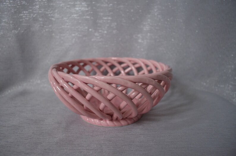 Pink Ceramic Bread Basket Etsy