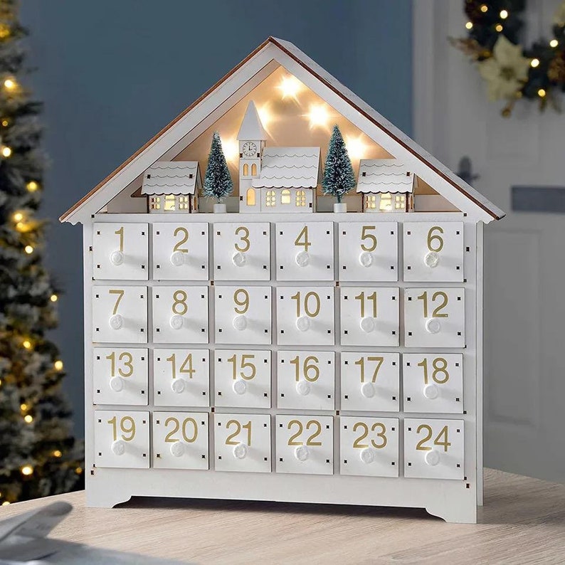 Wooden Advent Calendar White House | etsy.com