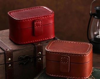 Custom Genuine Leather Jewelry Box, Handmade Wedding Jewelry Box, Vintage Leather Storage Case, Leather Storage Case