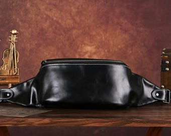 Personalized Leather Crossbody Bags, Cowhide Chest Bags, Custom Men's Shoulder Bags, Genuine Leather Messenger Bags, Sports Waist Bags Man