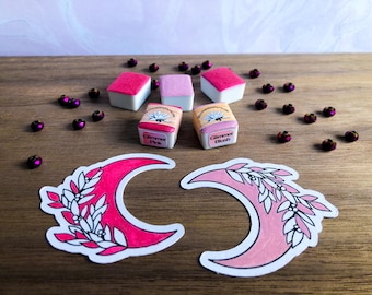 Handmade watercolor paint, Rosetones; Glimmer Pink and Glimmer Blush half pan: