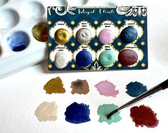 Handmade Watercolor Paints – “Royal Flush” Dotcard  (8 Colors)