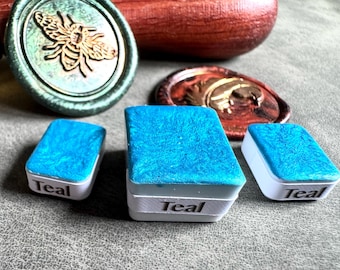 Handmade watercolor paint “Teal” half and mini pan