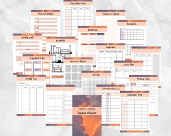 Cloud Lehrer Planer Digital | 2023-2024 Lehrer Planer| Lehrer Planer Printable | Bearbeitbare Lehrer Planner Vorlage | Sofort Download