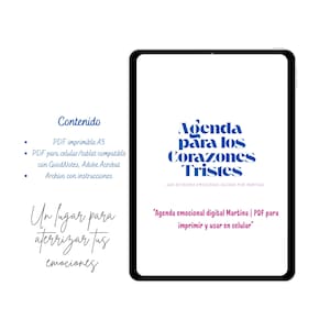 Agenda emocional digital Martina Diario días tristes PDF Planner descargable español