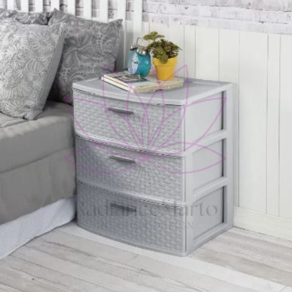 thumbnail image 2 of 3 Drawer Wide Weave Tower Storage Organizer Cabinet - White - Rectangular - 24"x15.88"x21.88" 2 of 5