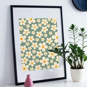 Blooming Beauty: Digital Green Daisy Print | Botanical Wall Art | Instant Download Art | Floral Decor Print