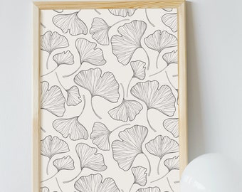 Artistic Stylish Leaf Outline Poster - Digital Download: Botanical Decor Print for Modern Home Interiors. Elegant Nature-Inspired Wall Art.