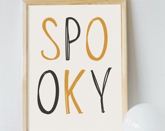 Spooky Typography Print - Halloween Decor - Fall Home Art - Black Yellow Wall Art - Digital Download - Printable Poster