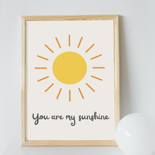 Radiant 'You Are My Sunshine' Digital Print for Children's Nursery - Adorable Sun-themed Decor for Playful Playrooms | Instant Download